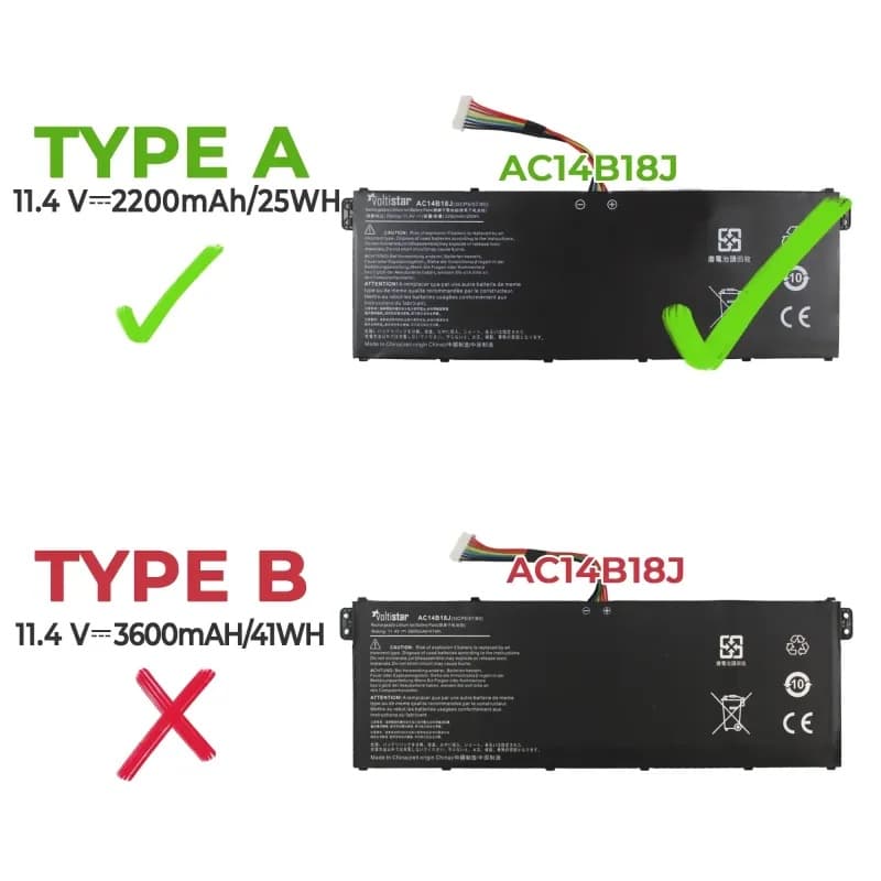 Batería Voltistar AC14B13J AC14B18J AC14B18K 11.4V para Acer thumbnail 3
