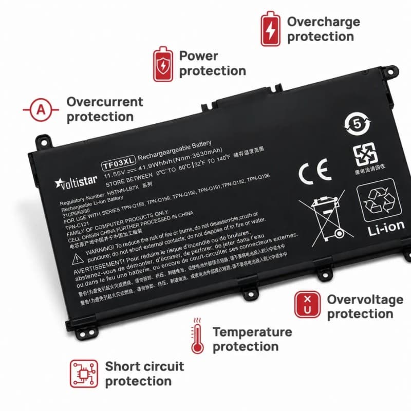 Batterie pour Ordinateur Portable HP HSTNN-LB7X HSTNN-UB7J Voltistar thumbnail 4