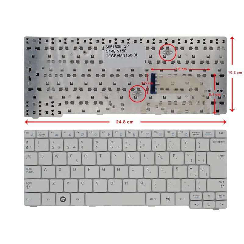 Keyboard for Samsung NP N145 N148 N150 Laptop CNBA590 White thumbnail 2