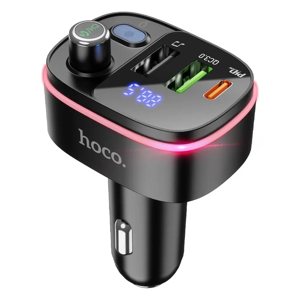 HOCO Transmissor Bluetooth Carro Hoco E62 - 2x USB A + USB-C QC3.0 PD 20W Preto — Novo — alternate view
