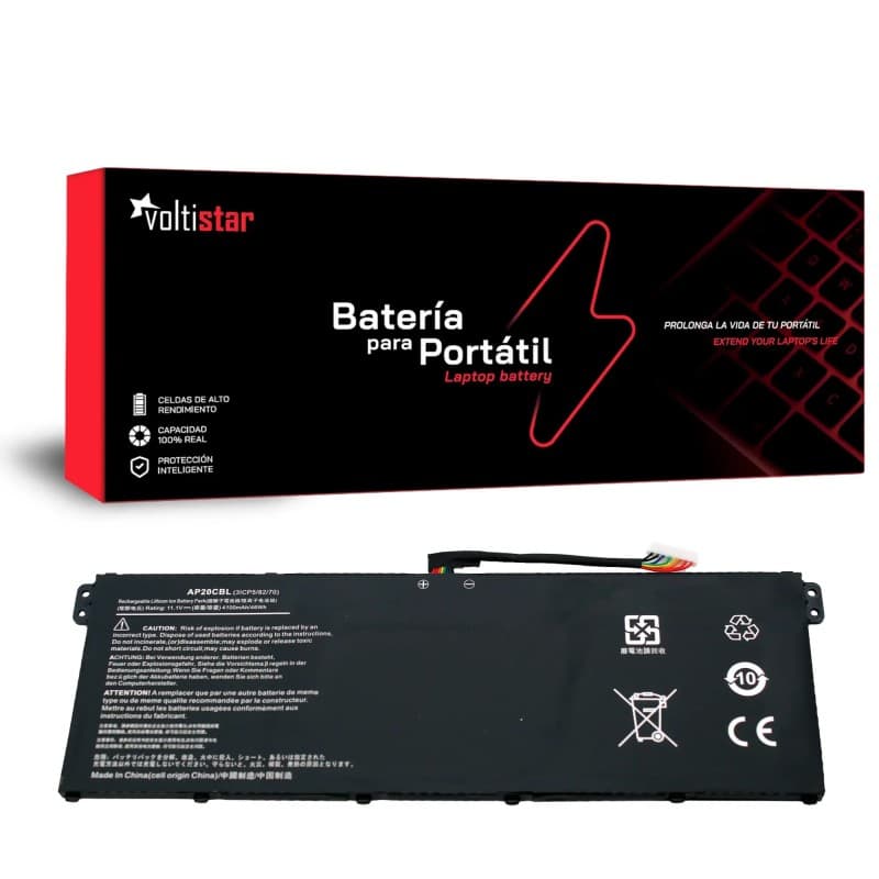 Voltistar Bateria para Acer Chromebook Plus 514 CB514-3H-R88J AP20CBL 11.1V 4100mAh — Novo
