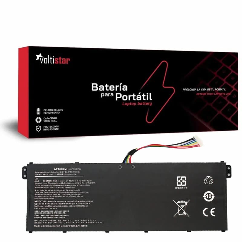 Voltistar Bateria para Acer Spin 5 SP515-51GN / Swift 3 SF313-51 AC14B7K 15.4V 3200mAh — Novo