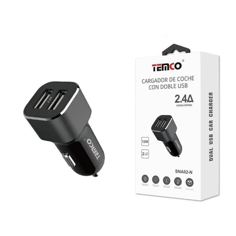OEM Carregador de Carro Dual USB 2.4A Preto — Novo