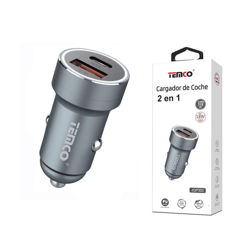 OEM Carregador de Carro PD18W+30W USB-A + USB-C Cinzento — Novo