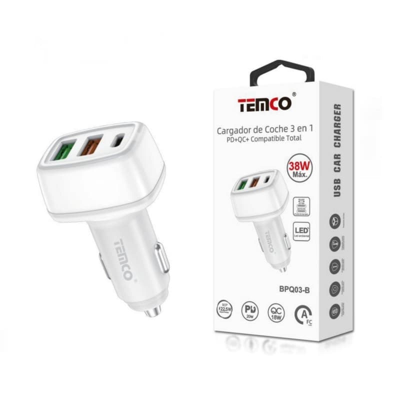 OEM Carregador de Carro 3 em 1 PD+QC 38W — Novo