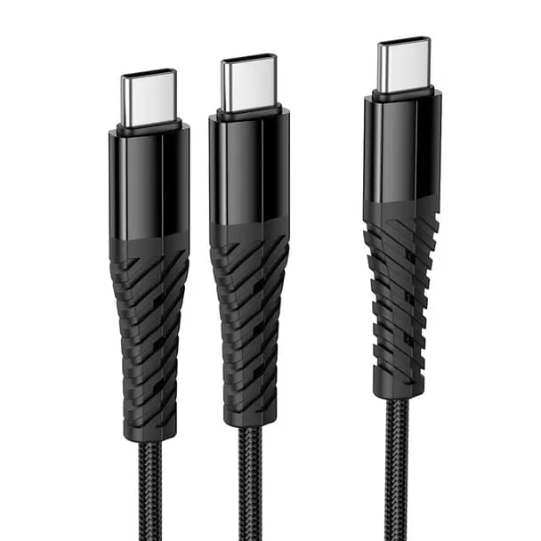 HOCO Cable 2en1 USB C a USB C+C Hoco 1m X123 negro — Nuevo