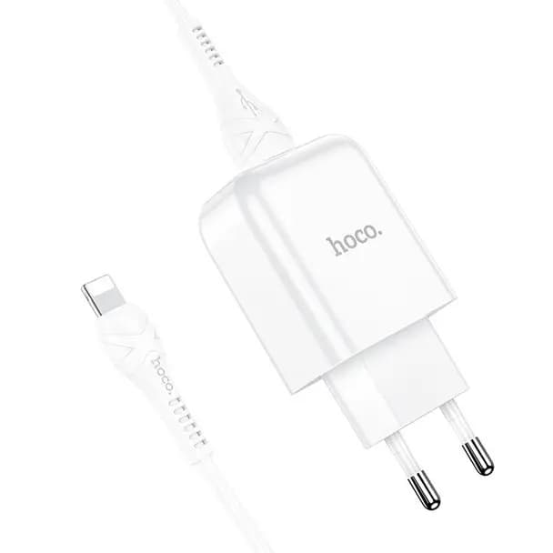 HOCO Cargador Hoco USB A 2A 10W + Cable USB a Lightning N2 Blanco — Nuevo