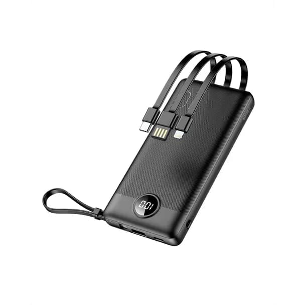 Veger Powerbank Veger C10 (W1116) 10000 mAh com Cabos Integrados Micro-USB / USB-C / Lightning Preto — Novo