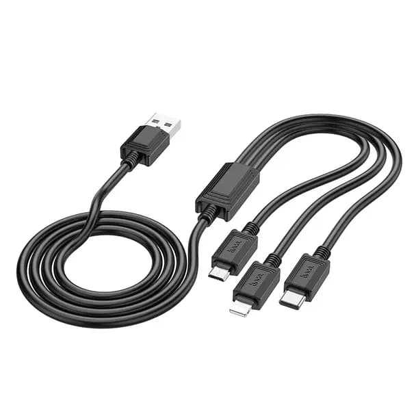 HOCO Cable 3 en 1 Hoco USB A a Lightning / Micro USB / USB C 2A X74 1m Negro — Nuevo