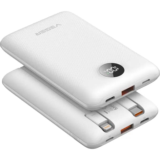 Veger Powerbank Veger C11 10000mAh PD QC3.0 22,5W com Cabos USB-C e Lightning Integrados — Novo