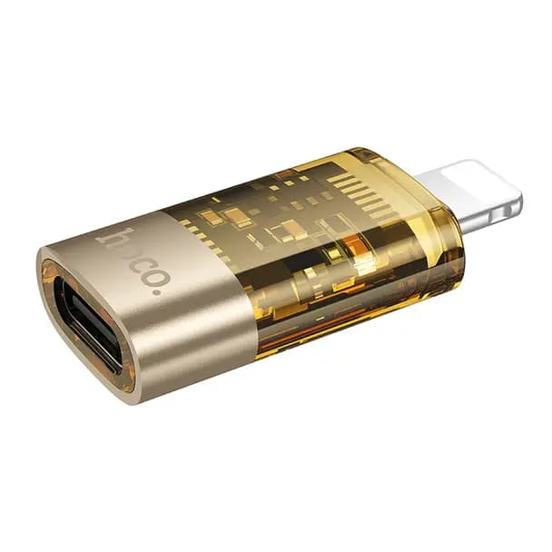 HOCO Adaptador OTG Lightning para USB C Hoco UA36A Transparente Dourado — Novo