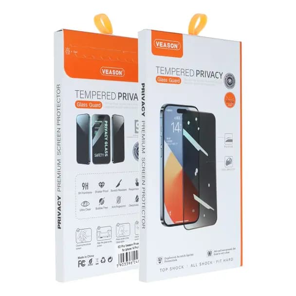 Veason Protetor de Ecrã Veason 6D Pro Privacy Glass para iPhone 17 Pro Max Preto — Novo
