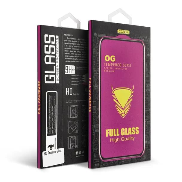 OG OG 6D Premium Glass - Protetor de Ecrã para iPhone 16 Pro / 17 / 18 Preto — Novo
