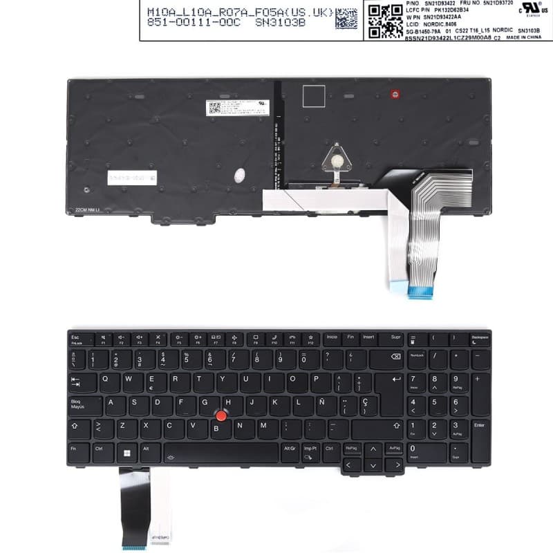 Backlit Keyboard for Lenovo L15 GEN3 T16 P16S GEN1 - Original — image 1
