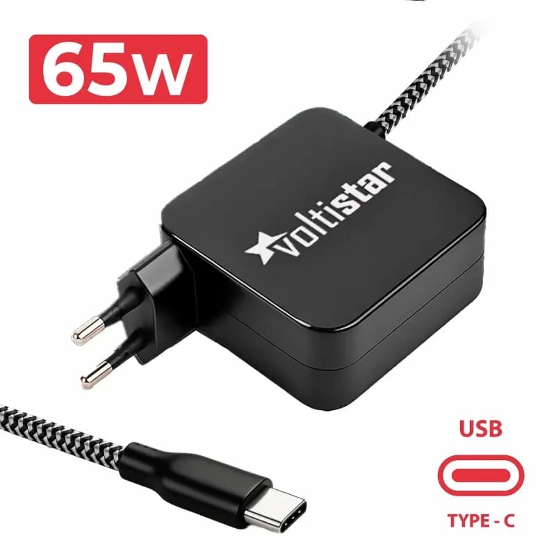 Cargador Multivoltaje USB-C Voltistar 65W 5V-20V con Cable Trenzado — image 1