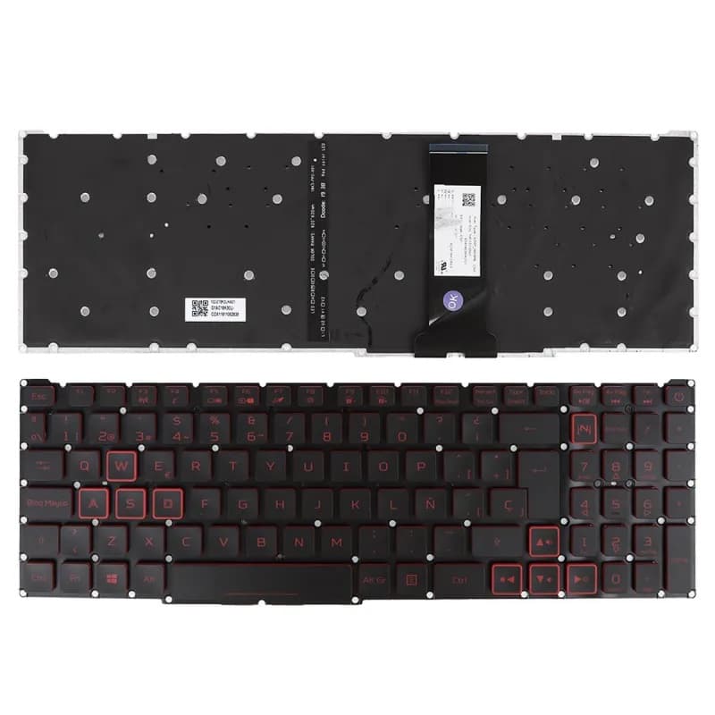 Teclado para Portátil Acer Nitro 4 y 5 AN515-54 AN515-43 AN517-51 AN715-51 Negro y Rojo — image 1