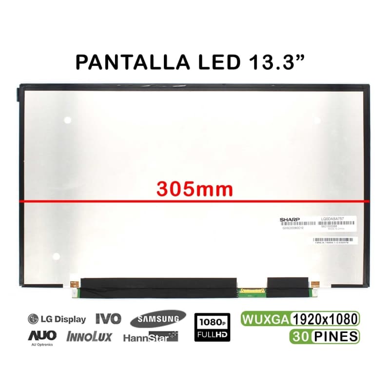 Pantalla LED Sharp LQ133M1JW02A 13.3" FHD 30 Pines para Portátil — image 1