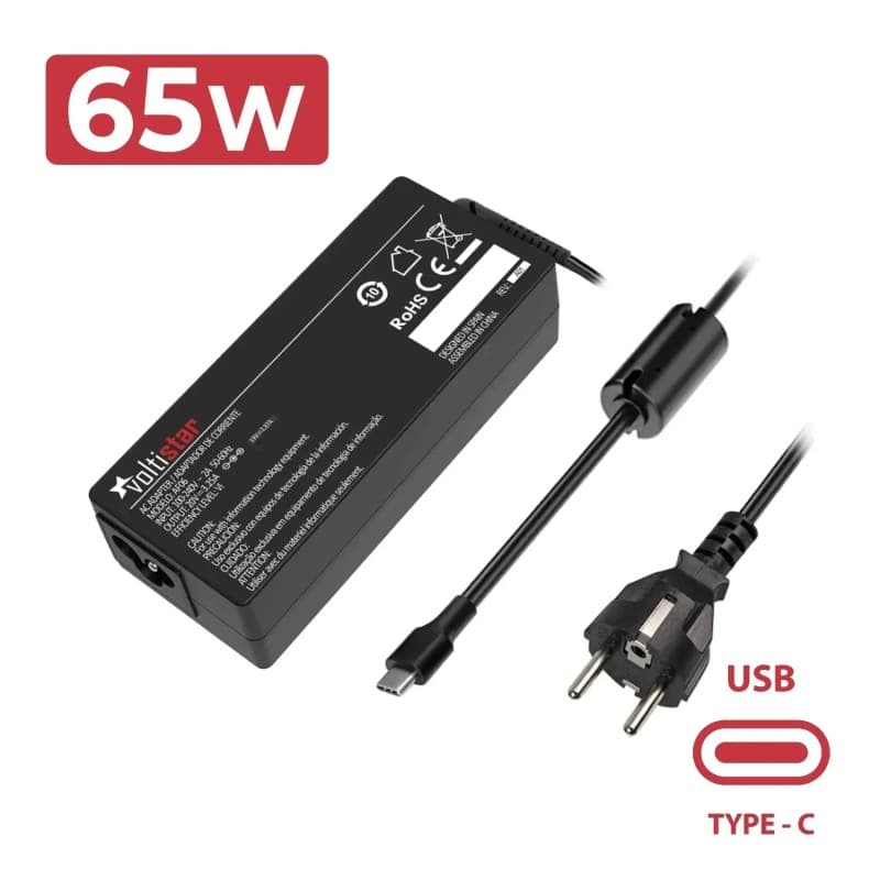 CARGADOR USB-C MULTIVOLTAJE PARA PORTÁTIL 5V-20V 3.25A 65W NEGRO — image 1