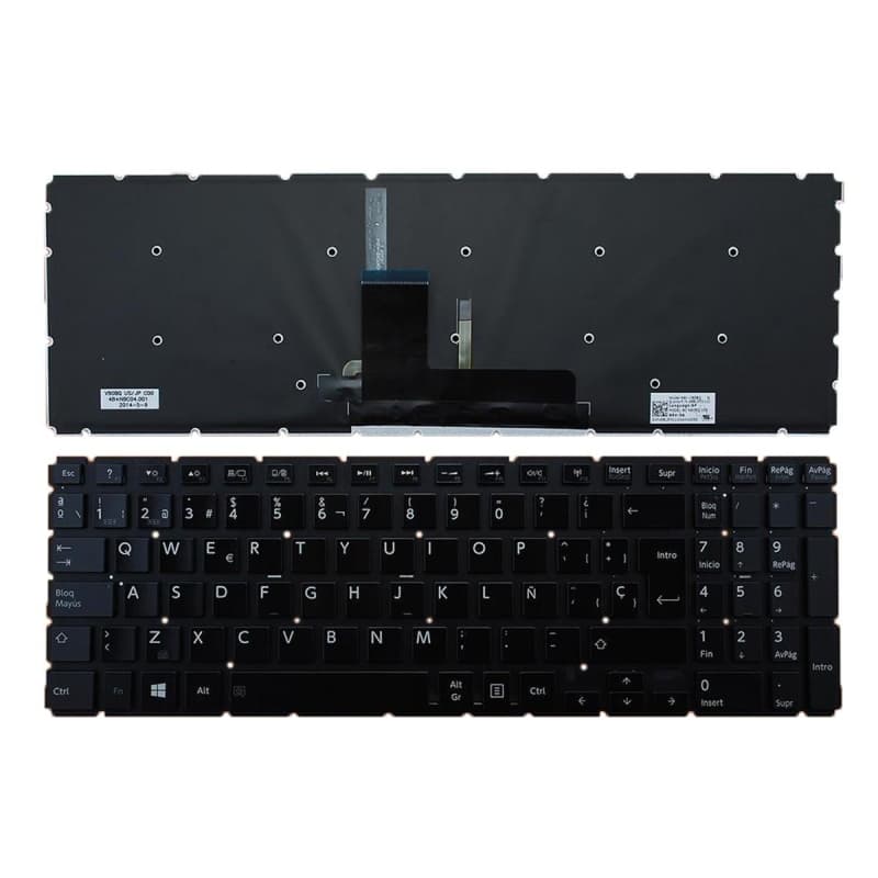 TECLADO RETROILUMINADO PARA PORTÁTIL TOSHIBA SATELLITE L50-B BRILLANTE SIN MARCO — image 1
