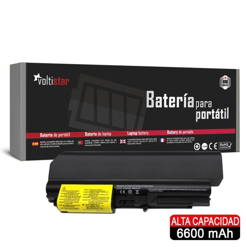 Batería Voltistar para Lenovo ThinkPad T400 R400 R61 T61 6600mAh — image 1